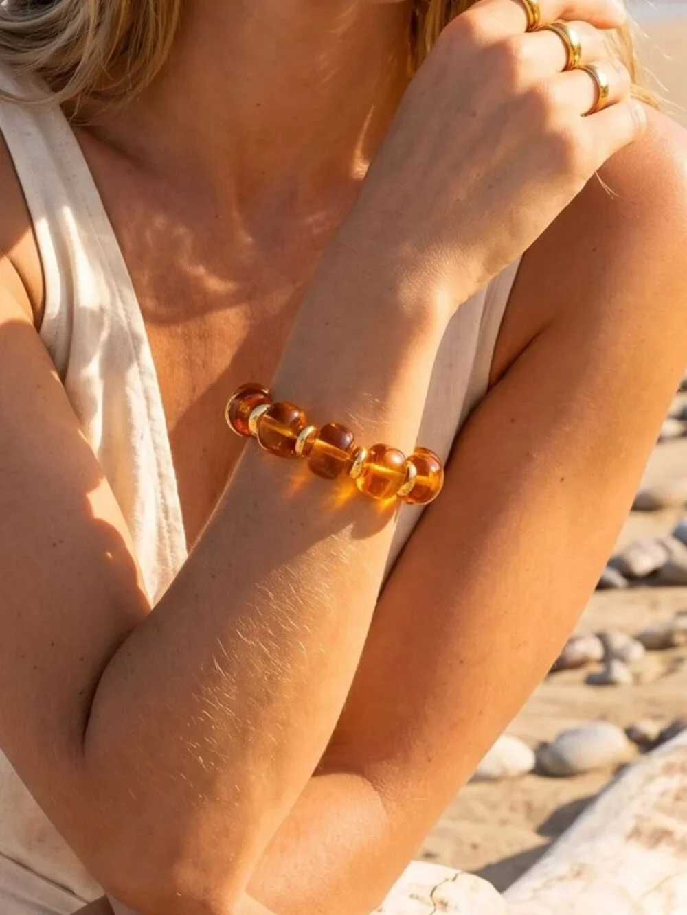 Colorful Chunky Beaded Bracelet for Women | Elastic Stretch Boho Jewelry for